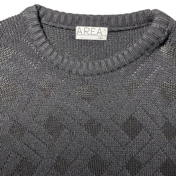 Vintage Area by Tag Geometric Knit Grandpa Sweater Retro Black USA Size Large - Picture 1 of 7